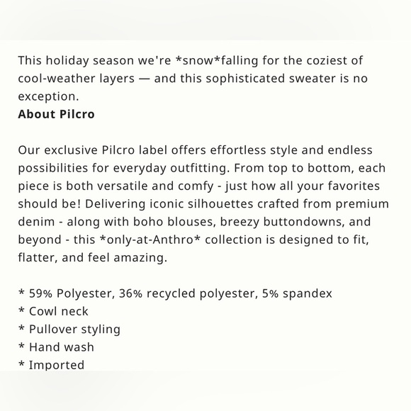 PILCRO Anthropologie | Cowl Neck Chunky Knit Oversized Cream Sweater, XS - Picture 14 of 14